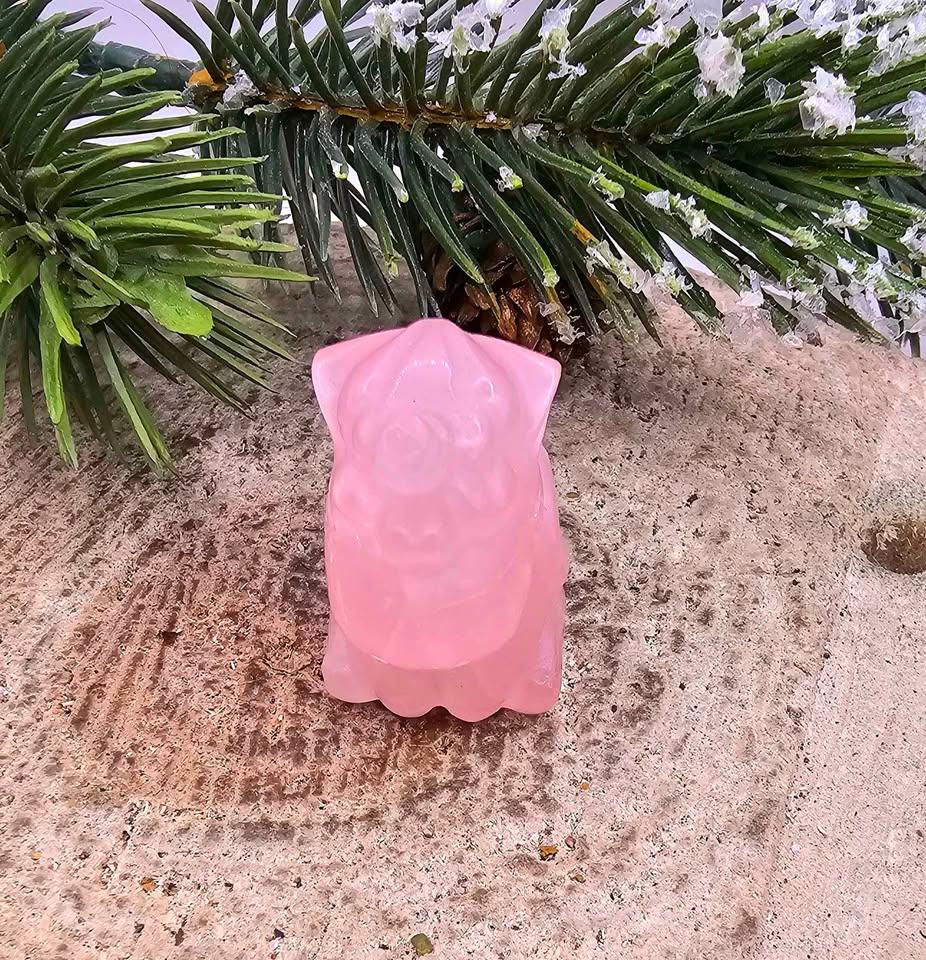 Nature Rose Quartz Hand Carved 2" Sleeping Unicorn Figure