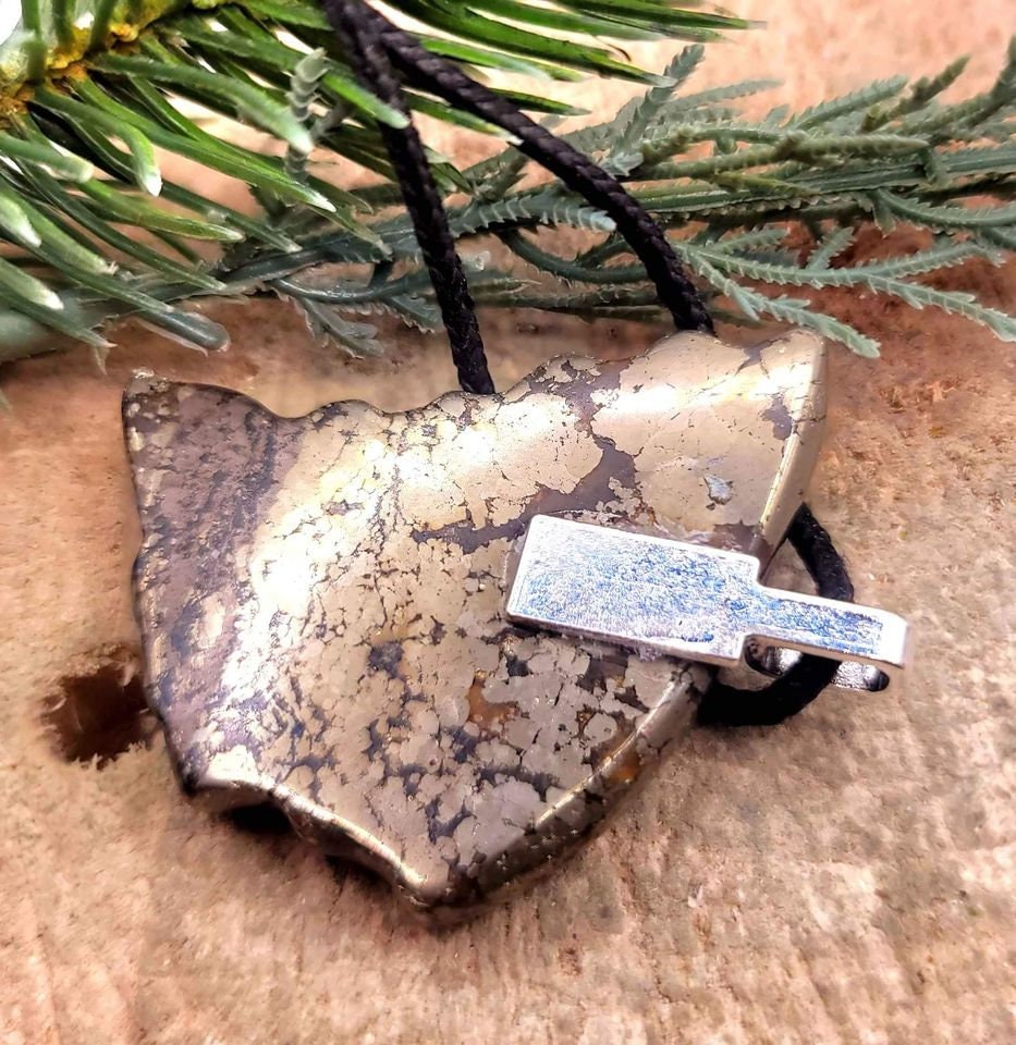 Nature Gold Pyrite Big Butterfly Wing Pendant Necklace