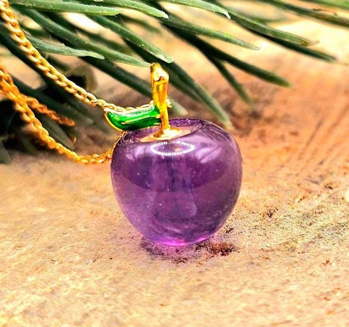 Cute Collection Of Nature Crystal Carved Mini Fruits Pendant Necklaces