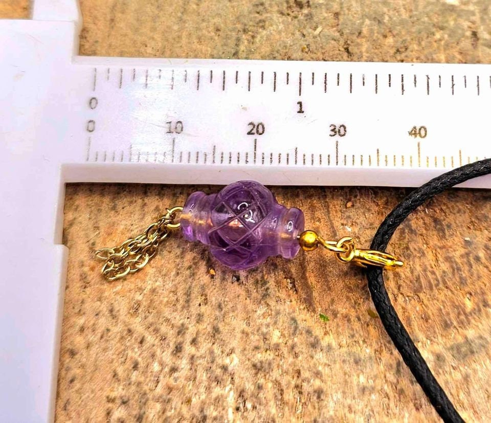 Unique Nature Amethyst Hand Carved Oriental Lantern Pendant Necklace