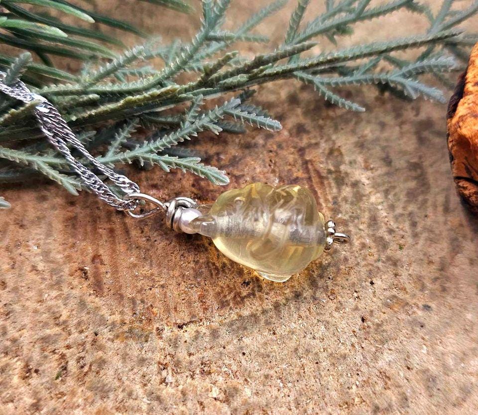 Nature Citrine Hand Carved Cute Totoro Inspired Pendant Necklace