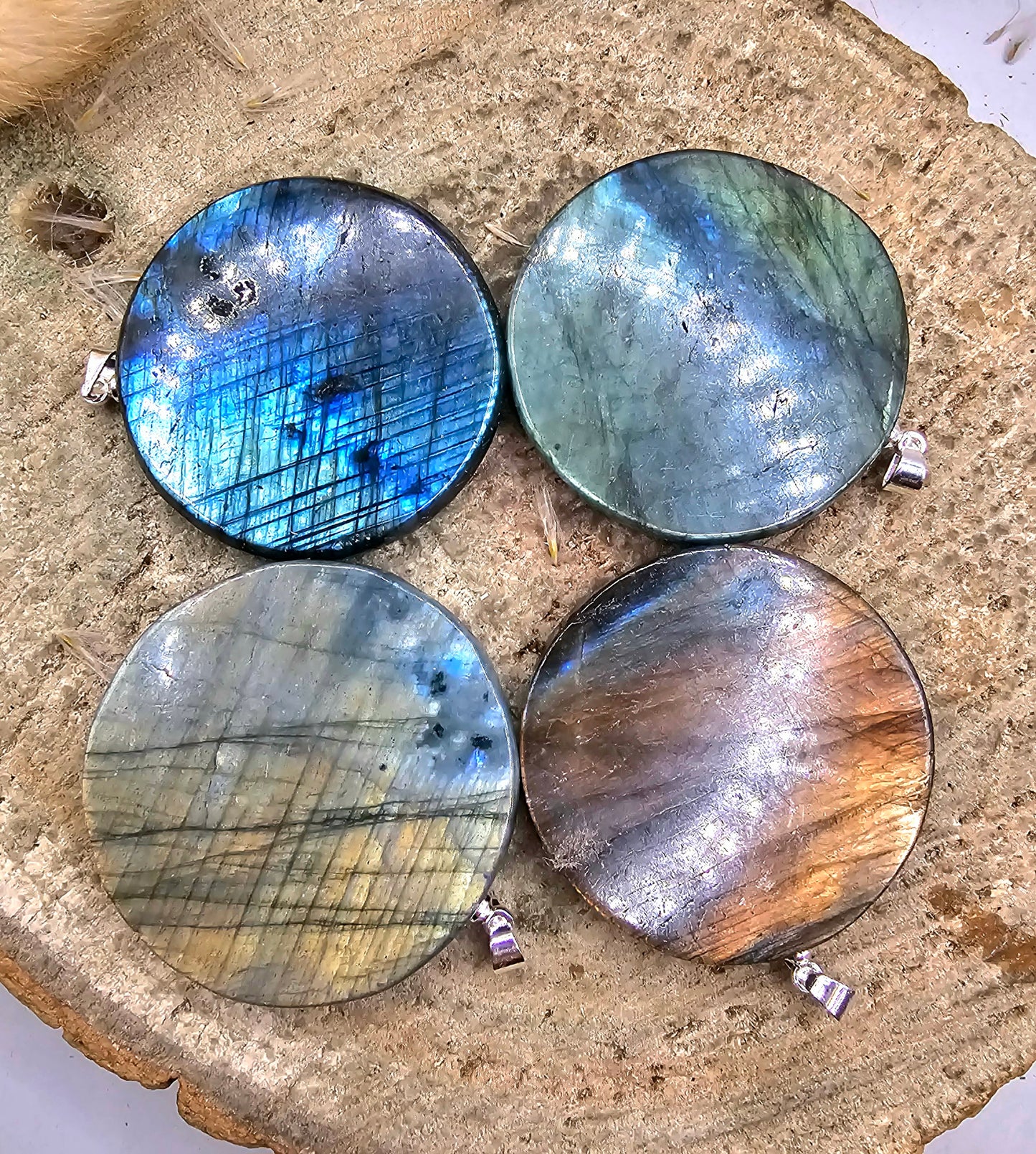 Nature Labradorite Carved Flashy Egyptian Symbols Pendant Necklace