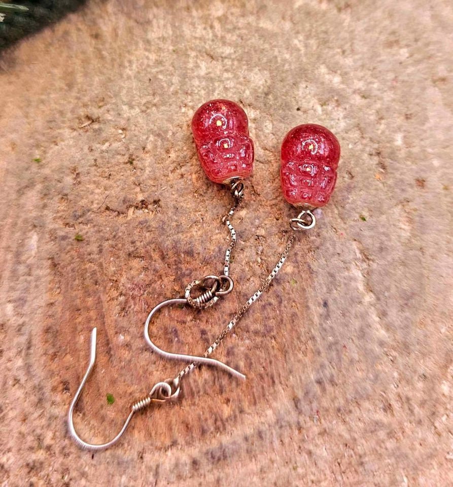 Nature Strawberry Quartz Hand Carved Pi Xiu Blessing Coin S925 Dangle Earring