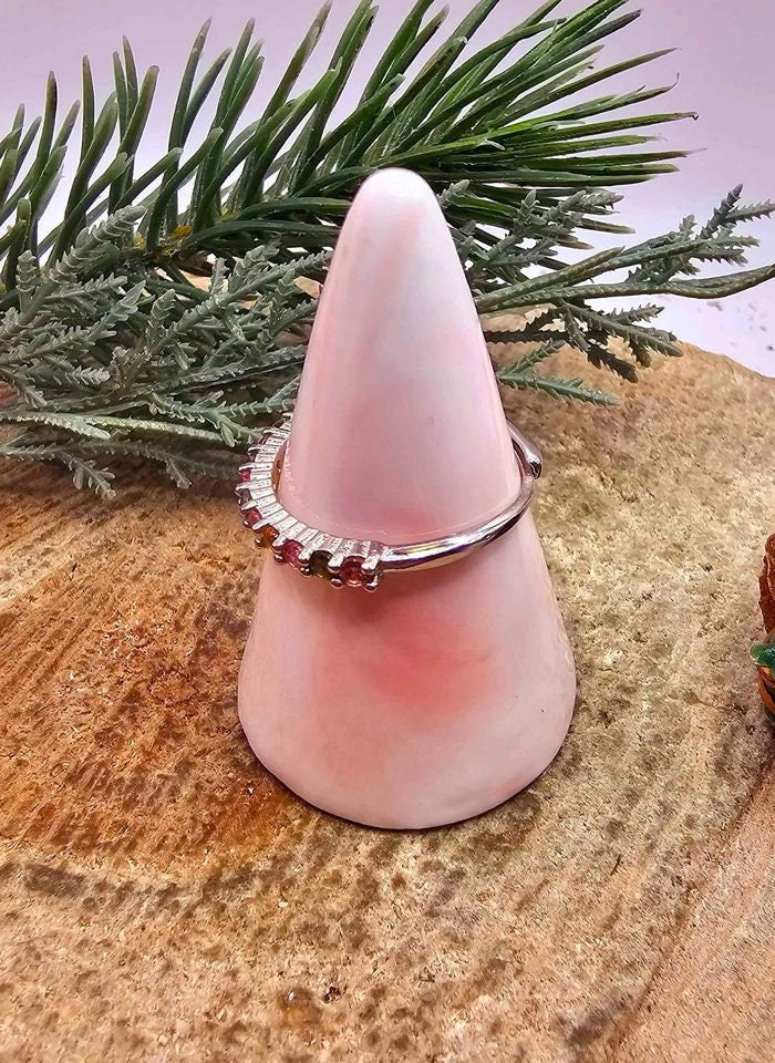 Beautiful Nature Tourmaline Gemstones Mixed Colors Adjustable Ring