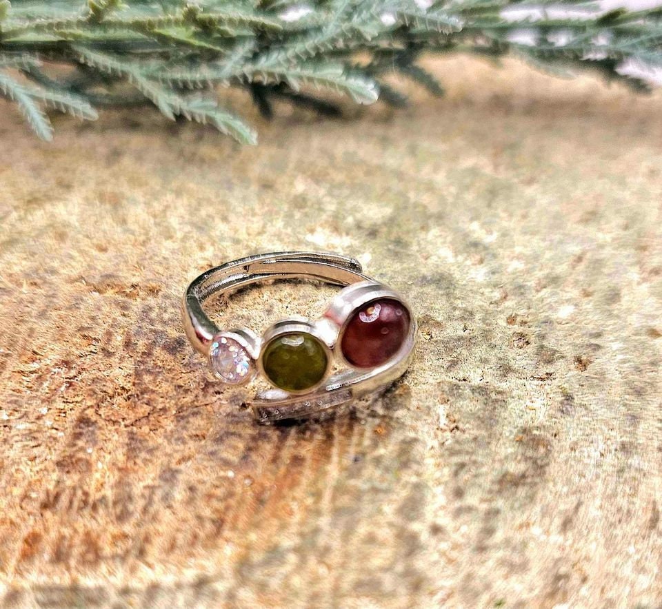 Beautiful Mixed Tourmaline Adjustable Sparking Adjustable Ring