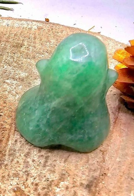 Cute Adorable Green Strawberry Quartz Carved Ghost Decor Figure