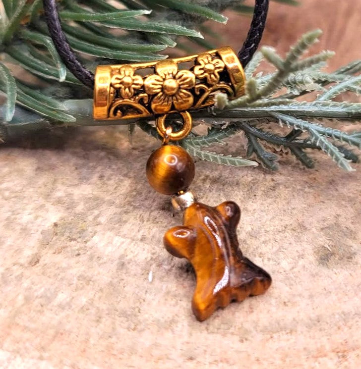 Cute nature tiger eye hand-carved goldfish round bead crystal pendant necklace — My Aura Gemstones