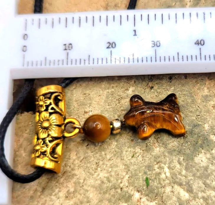 Cute nature tiger eye hand-carved goldfish round bead crystal pendant necklace — My Aura Gemstones