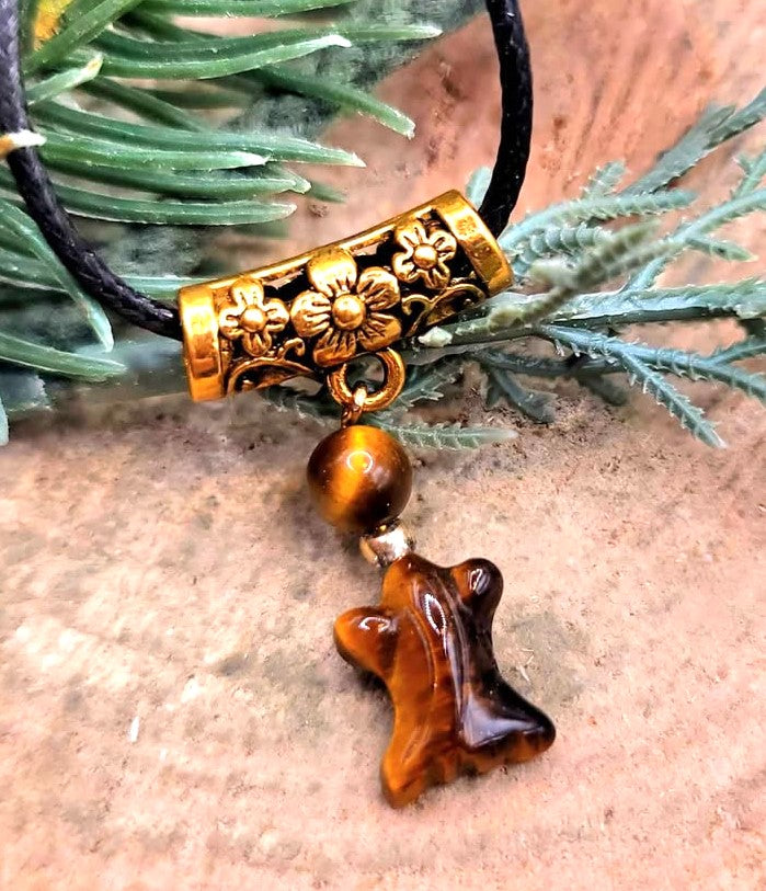 Cute nature tiger eye hand-carved goldfish round bead crystal pendant necklace — My Aura Gemstones