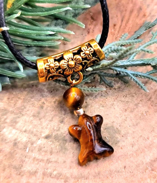 Cute nature tiger eye hand-carved goldfish round bead crystal pendant necklace — My Aura Gemstones