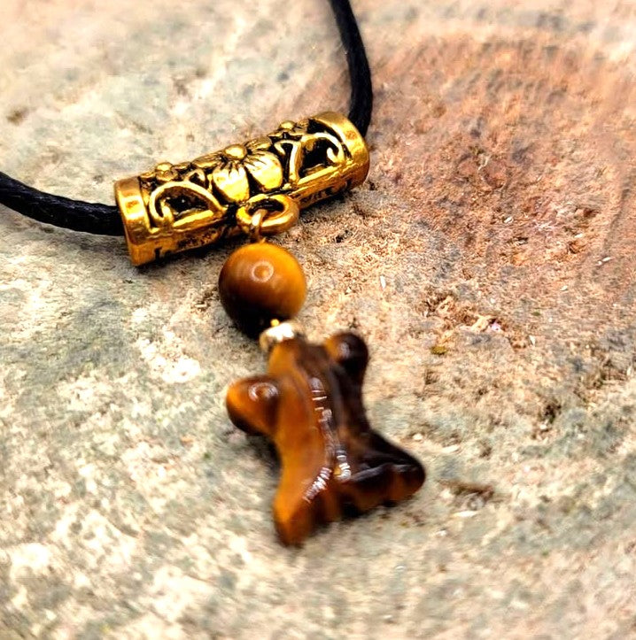 Cute nature tiger eye hand-carved goldfish round bead crystal pendant necklace — My Aura Gemstones