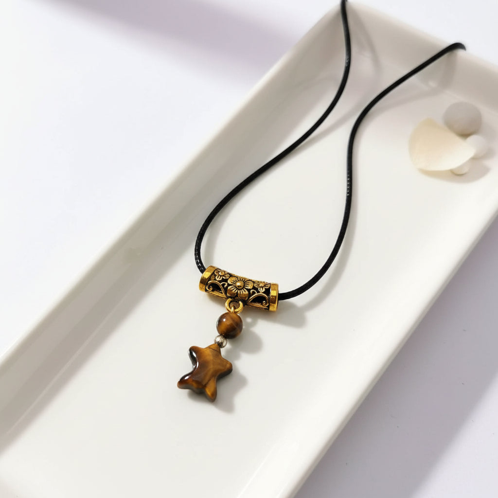 Cute nature tiger eye hand-carved goldfish round bead crystal pendant necklace — My Aura Gemstones