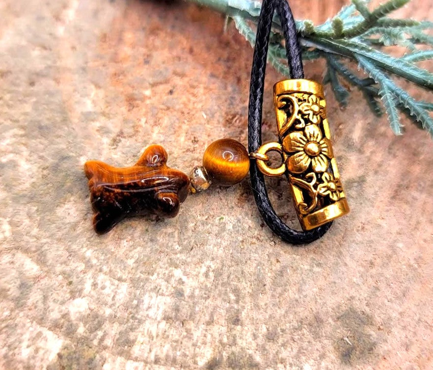 Cute nature tiger eye hand-carved goldfish round bead crystal pendant necklace — My Aura Gemstones