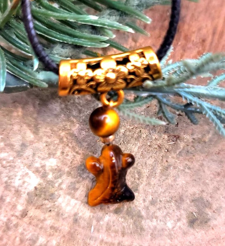 Cute nature tiger eye hand-carved goldfish round bead crystal pendant necklace — My Aura Gemstones