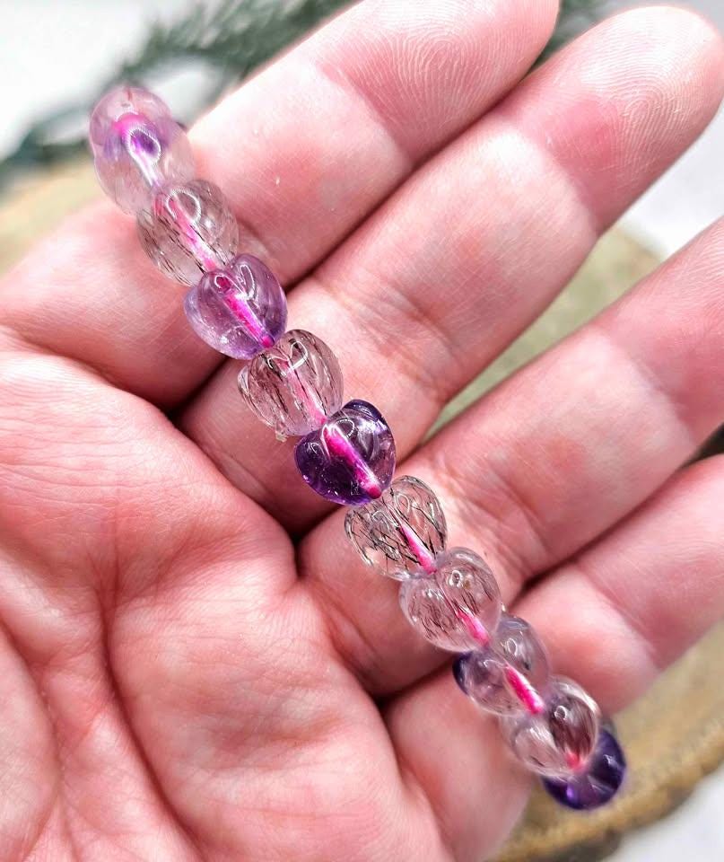 Rare Nature Super Seven Crystal 3D Strawberry Beads Bracelet