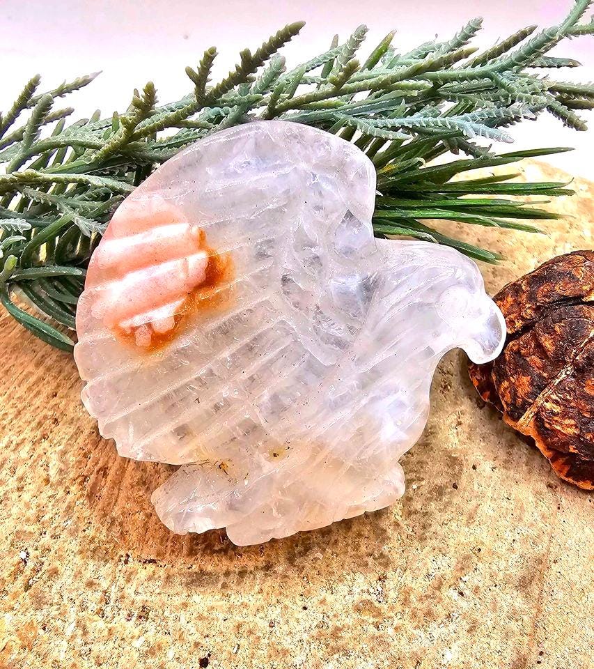 Nature Golden Healer Quartz Carved Flying Eagle Decor Figure