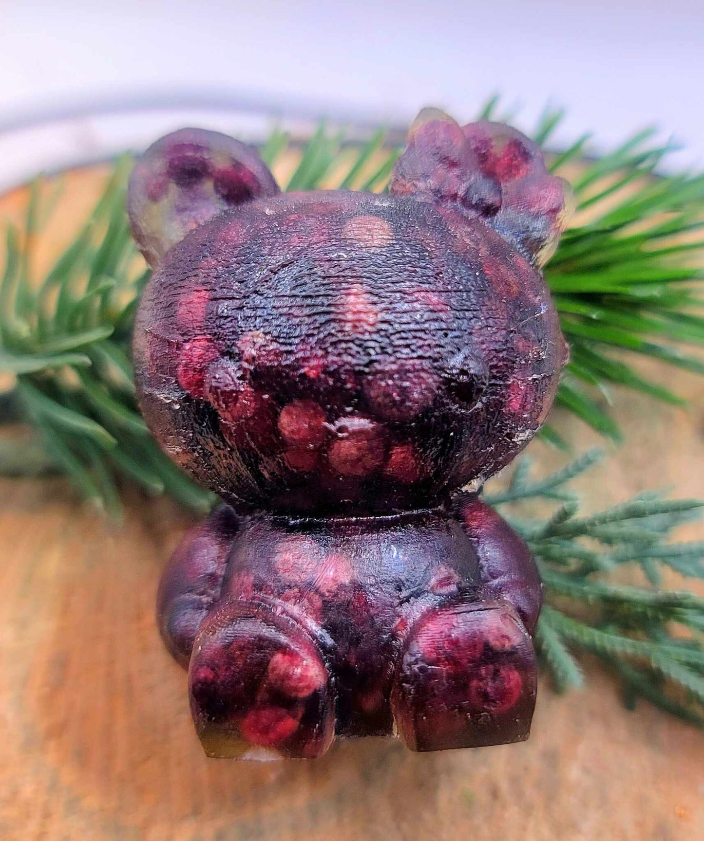 Adorable Nature Red Garnet Chips Filled Resin Sitting Kitty Cat Decor Figure