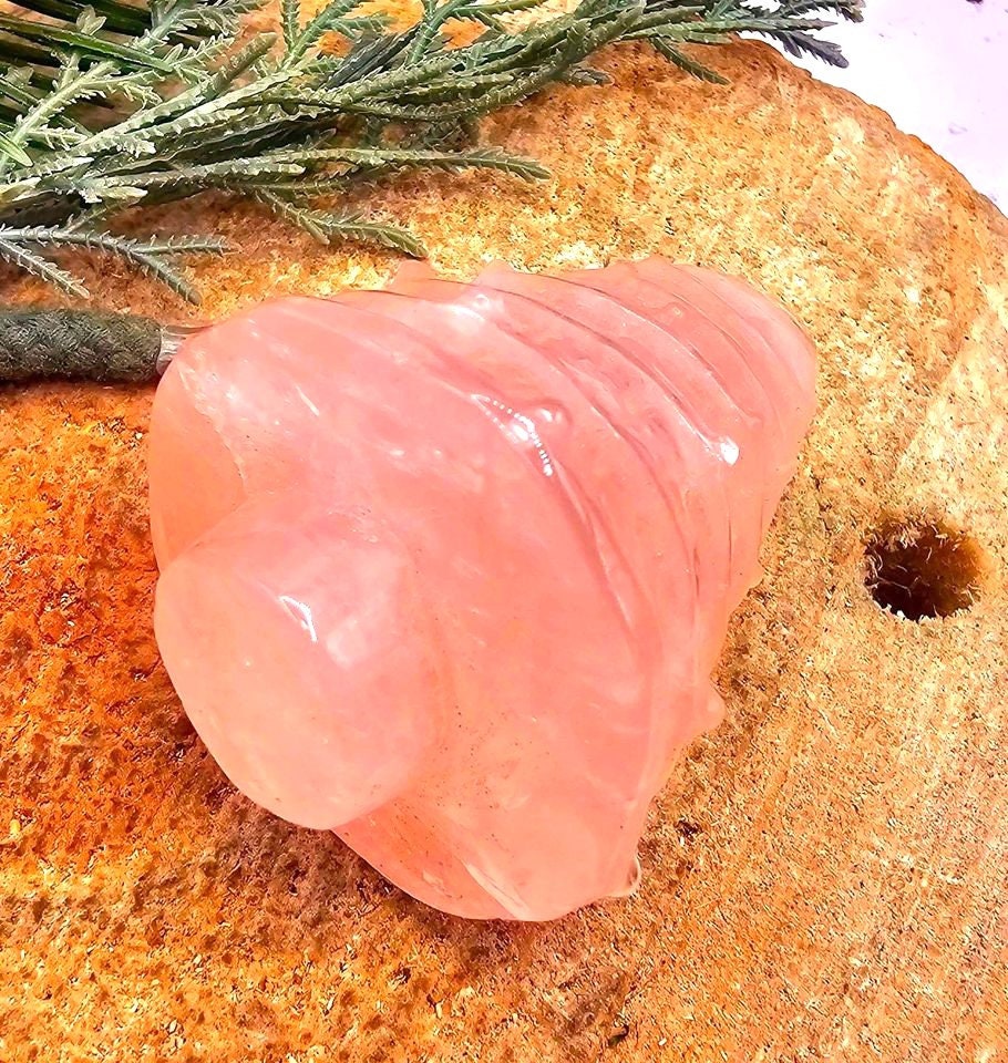 Nature Rose Quartz Hand Carved 2.2" Christmas Tree Decor Figure