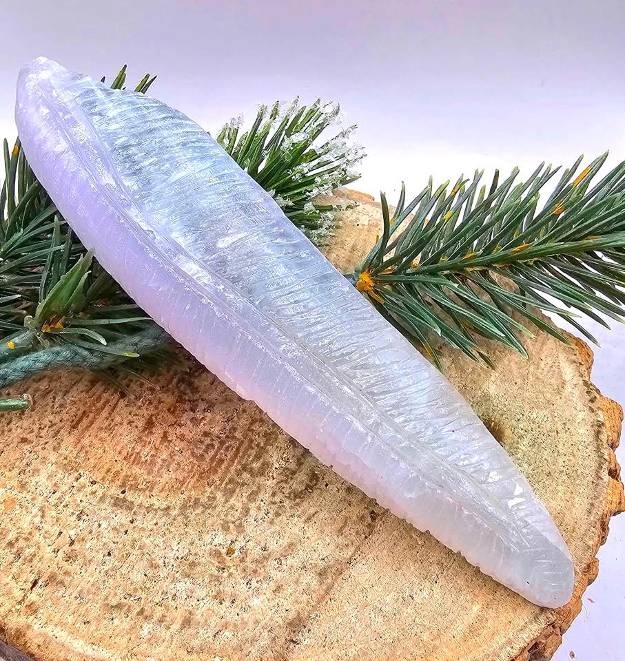 Nature Pink Fluorite Hand Carved 5.5" Long Leaf Decor