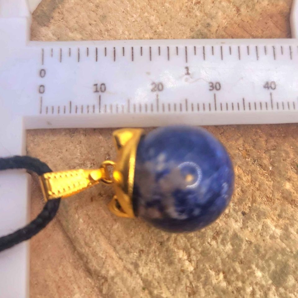 Beautiful Nature Blue Sodalite Sphere With Cat Cab Pendant Necklace