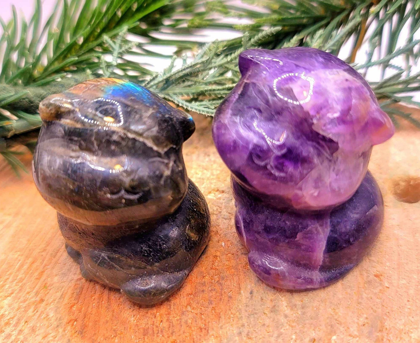 Nature Stone Hand Carved Cute Cat Decor Figure