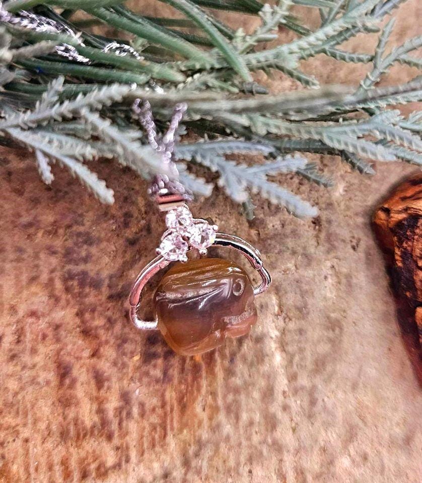 Nature Black Sunstone Hand Carved Flashy Rabbit Pendant Necklace