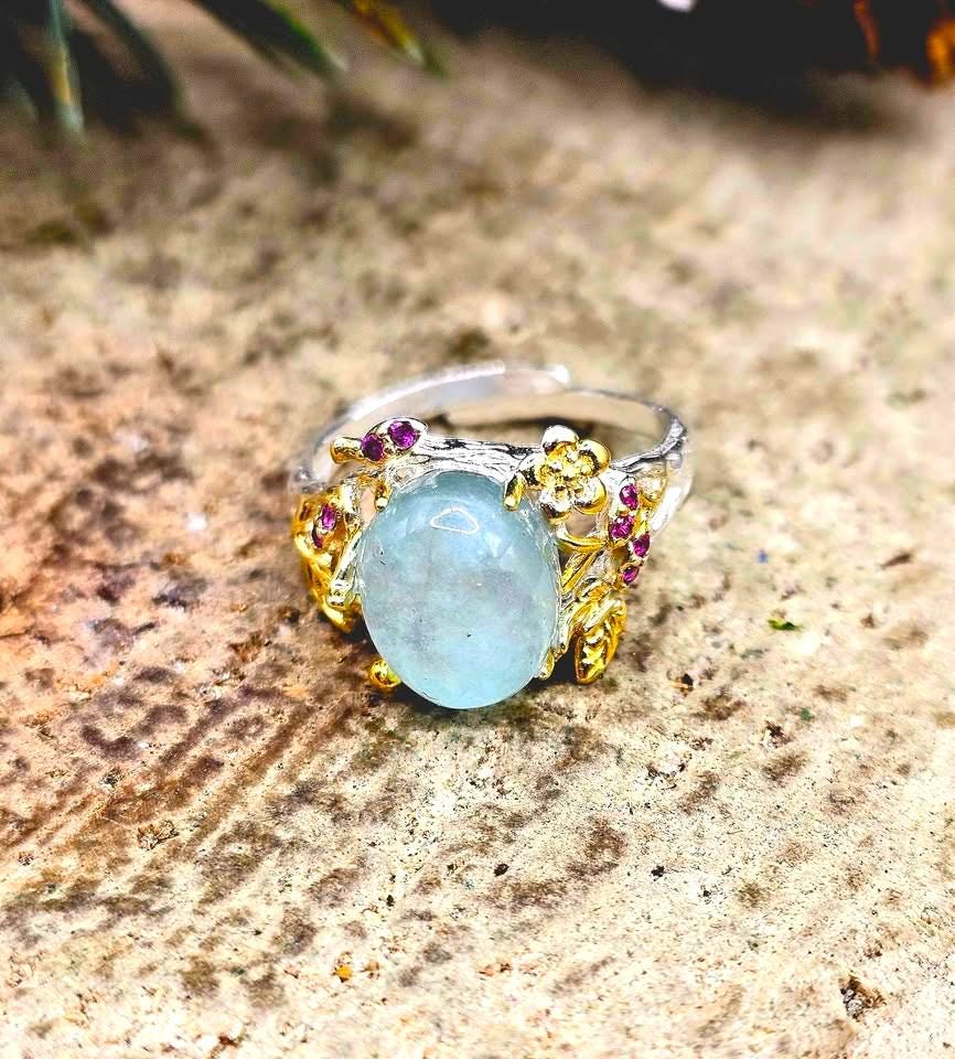 Nature Morganite Stone Adjustable Ring