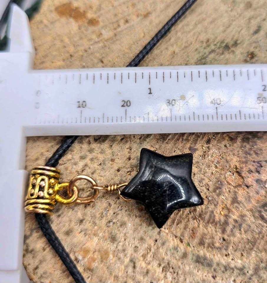 Nature Gold Obsidian Flashy Star Pendant Necklace