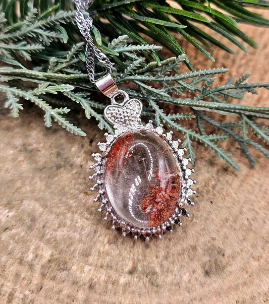 Nature Garden Oval Quartz Pendant Necklace