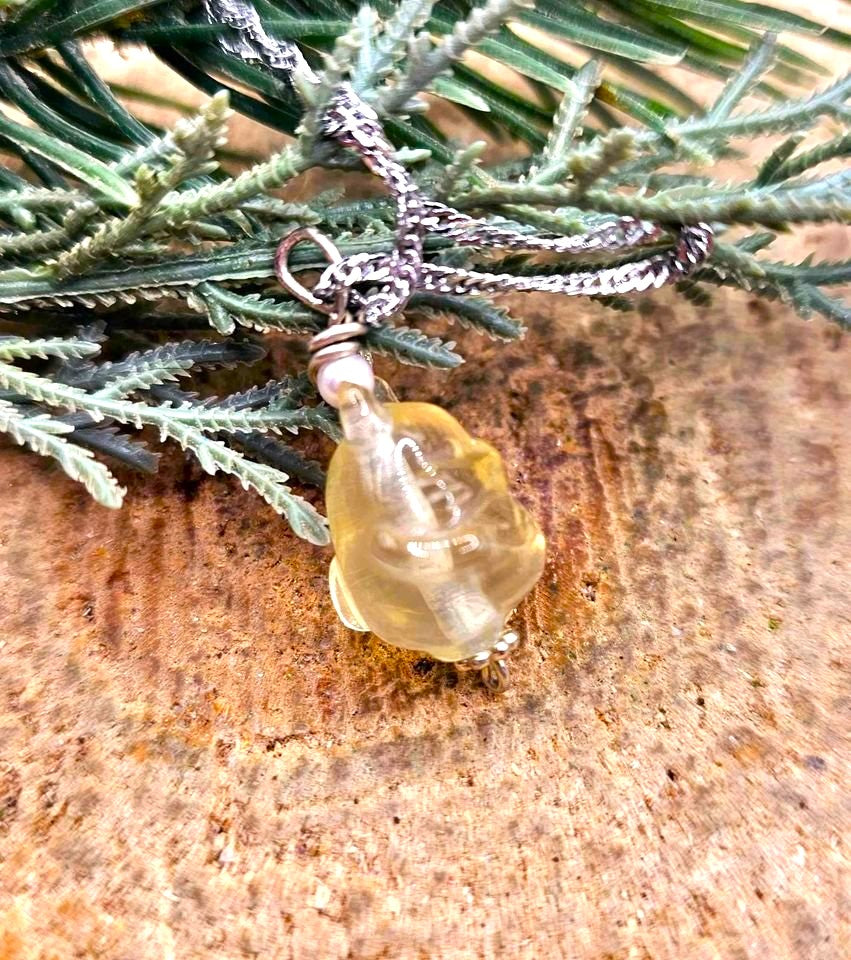 Nature Citrine Hand Carved Cute Totoro Pendant Necklace