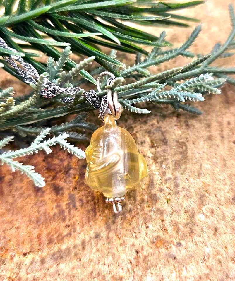 Nature Citrine Hand Carved Cute Totoro Pendant Necklace