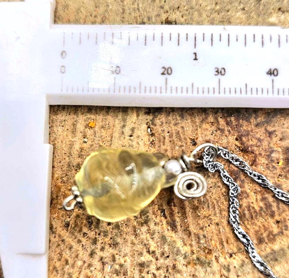 Nature Citrine Hand Carved Cute Totoro Pendant Necklace