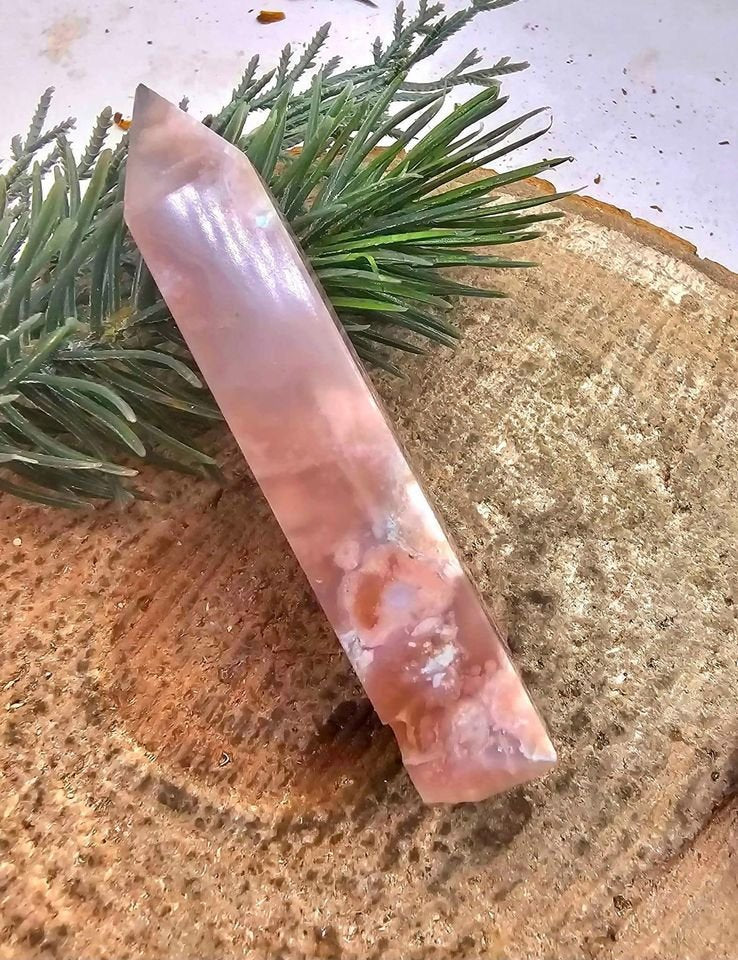 Beautiful Nature Cherry Blossom Agate 3" Wand Point