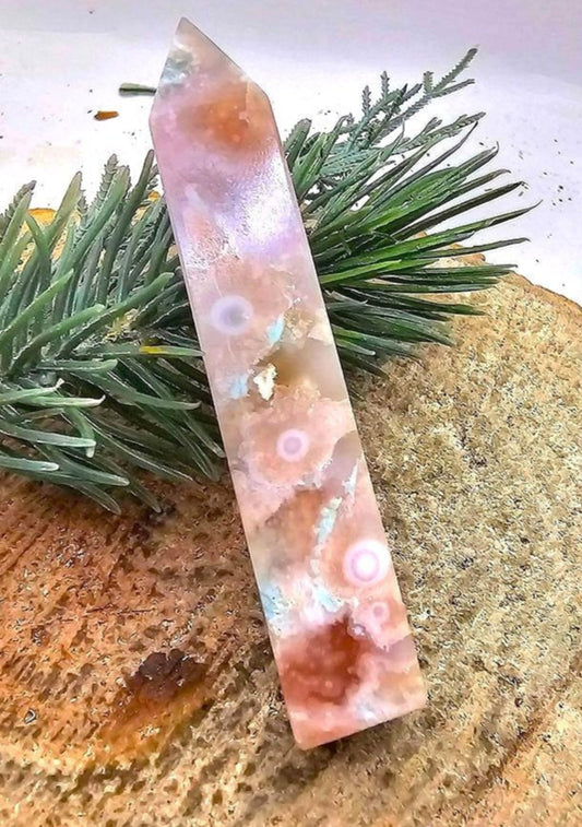 Beautiful Nature Cherry Blossom Agate 3" Wand Point
