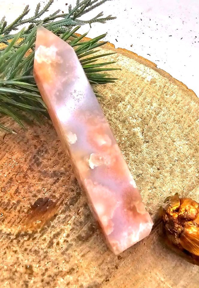 Beautiful Nature Cherry Blossom Agate 3" Wand Point