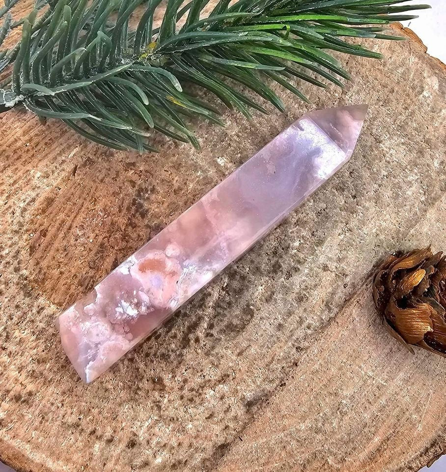 Beautiful Nature Cherry Blossom Agate 3" Wand Point