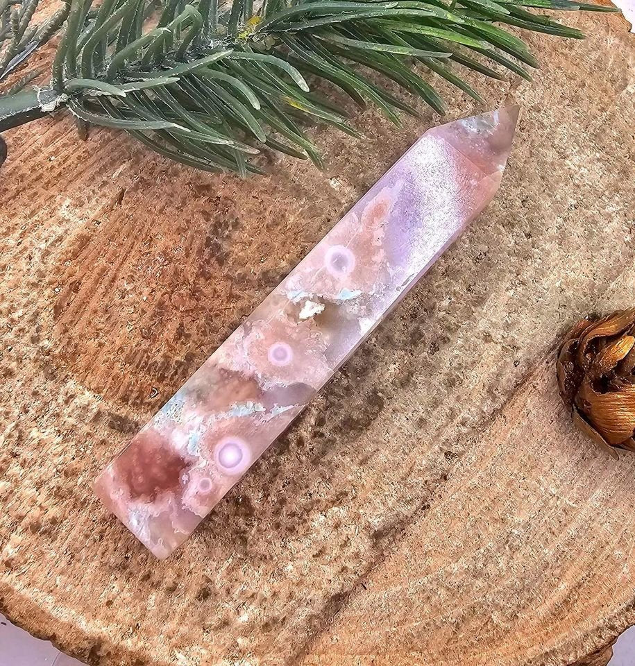Beautiful Nature Cherry Blossom Agate 3" Wand Point