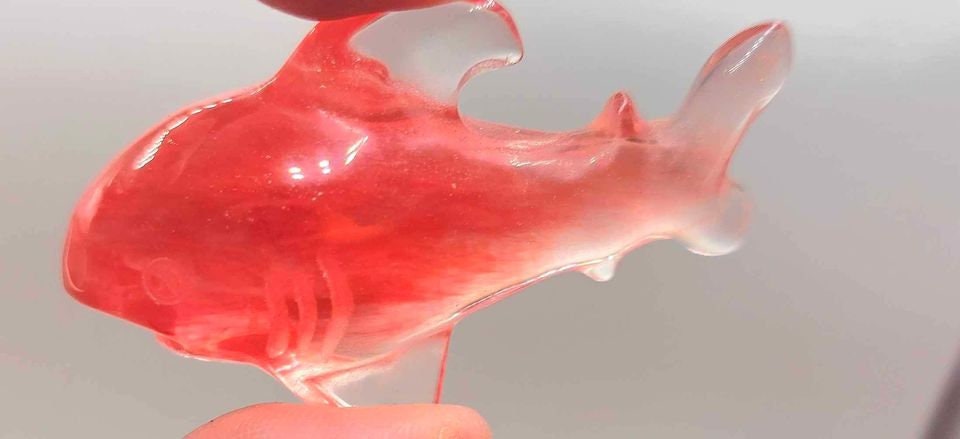 Unique Red Smelt Quartz Cute Shark Decor Figure
