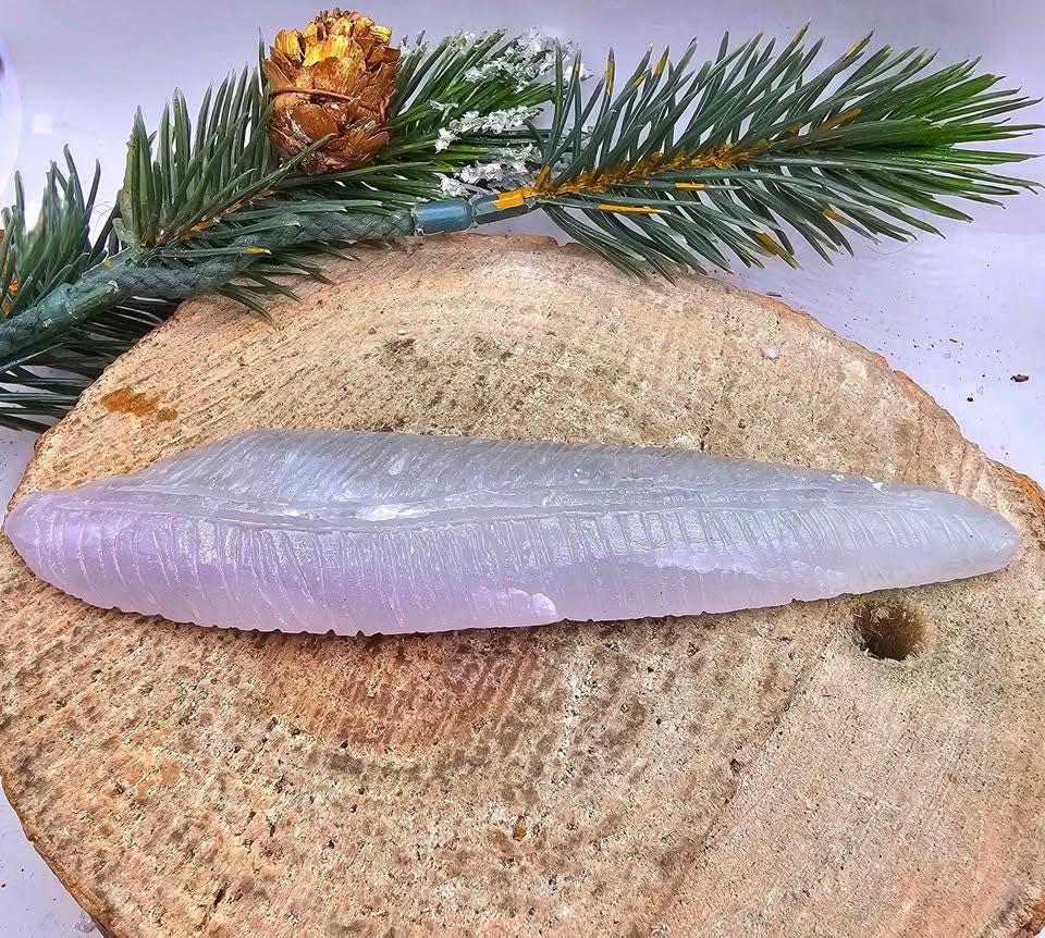 Nature Pink Fluorite Hand Carved 5.5" Long Leaf Decor