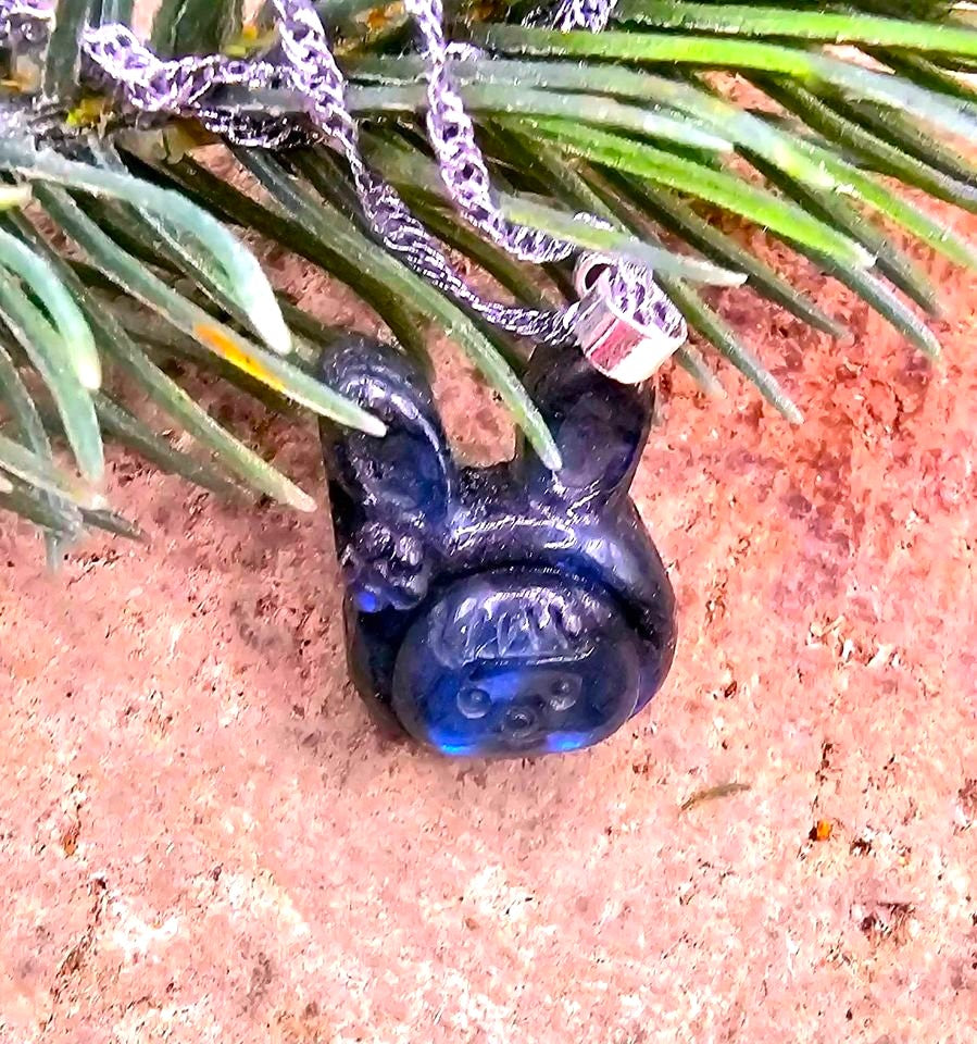Natural labradorite carved flashy cute rabbit girl crystal pendant necklace — My Aura Gemstones
