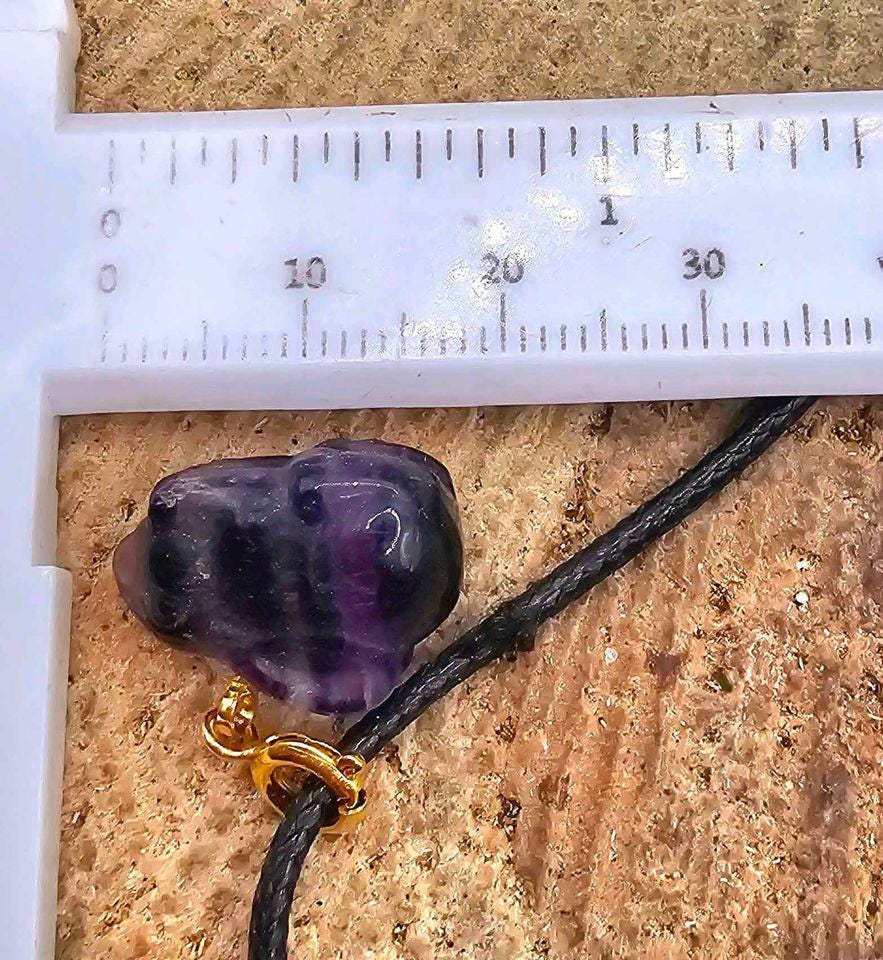 Nature Purple Fluorite Carved Cute Rabbit Pendant Necklace