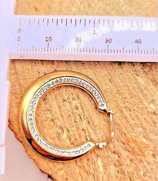 New In Box 14k Gold Plated Sterling Silver White Enamel Hoop Earrings