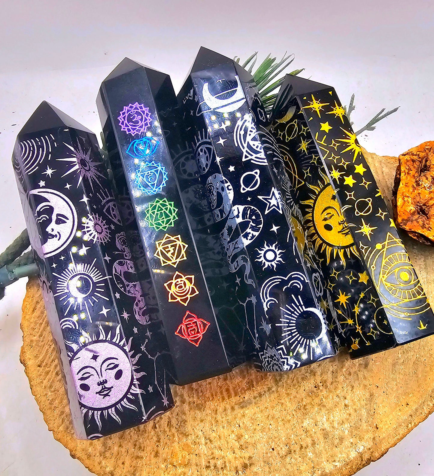 Selection Nature Obsidian Beautiful Engraved Big Wand Points