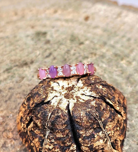 Nature Sugilite Rose Gold Tone Adjustable Ring