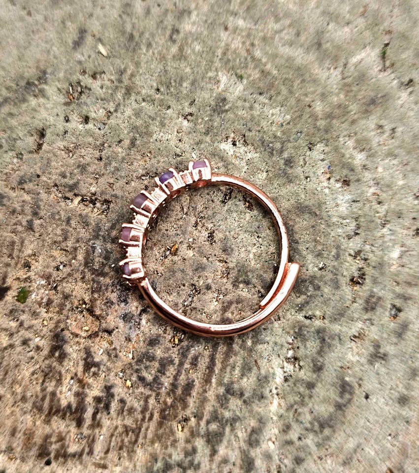 Nature Sugilite Rose Gold Tone Adjustable Ring