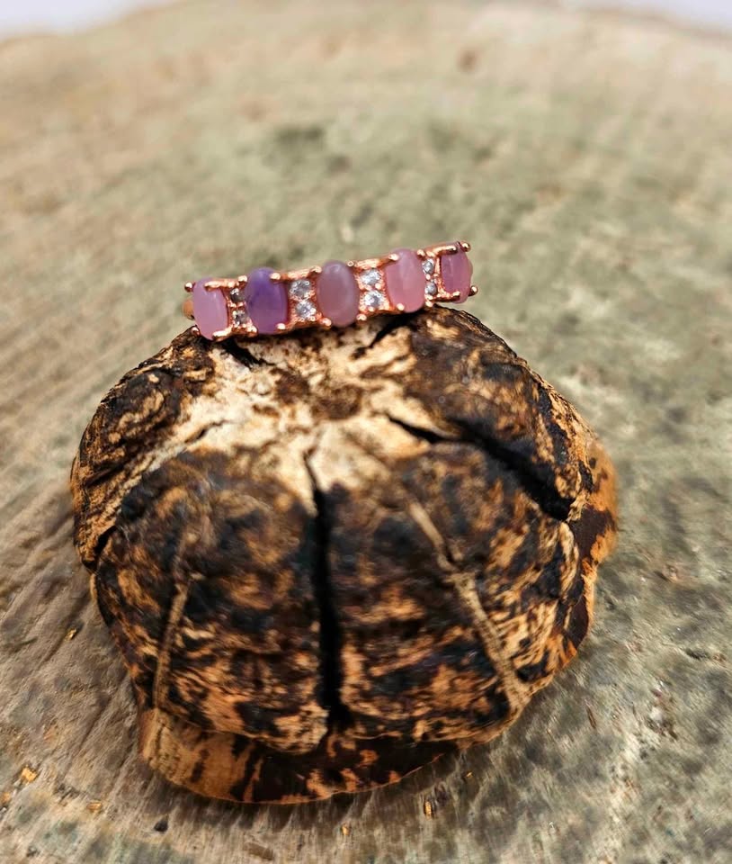 Nature Sugilite Rose Gold Tone Adjustable Ring