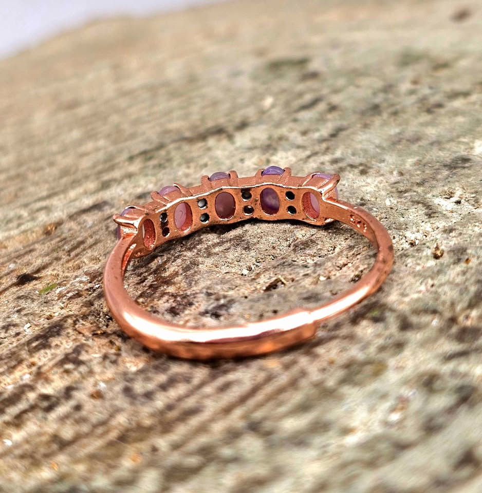 Nature Sugilite Rose Gold Tone Adjustable Ring