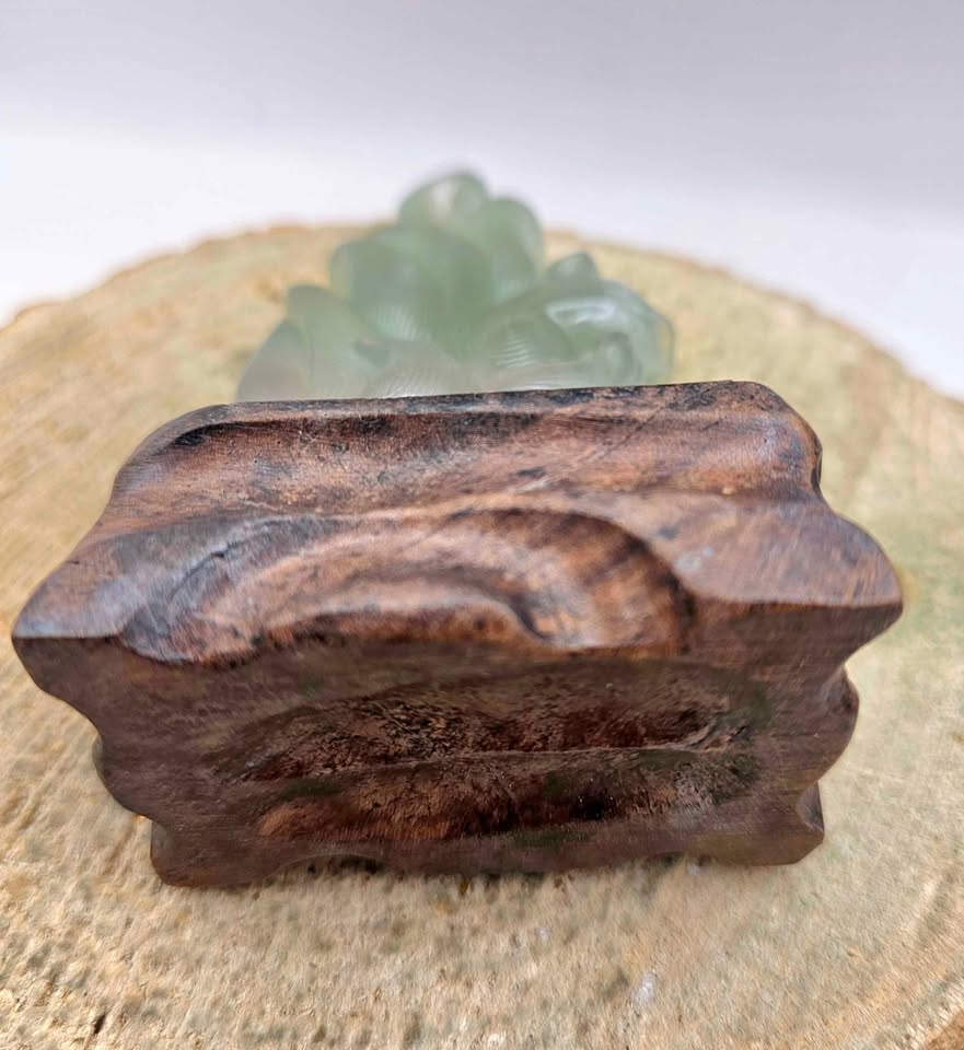 Nature Fluorite Hand Carved Nine Tails Fox Slice With Wood Stand