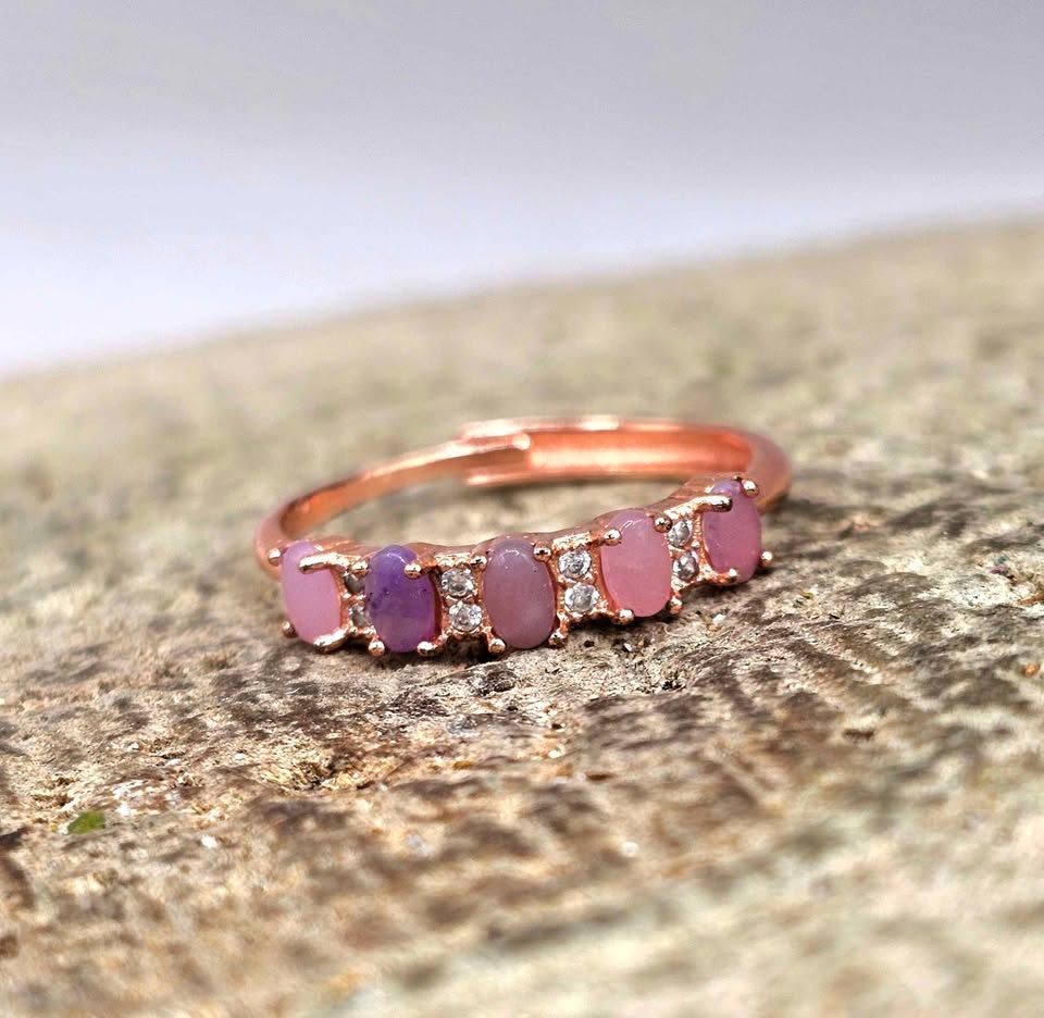 Nature Sugilite Rose Gold Tone Adjustable Ring