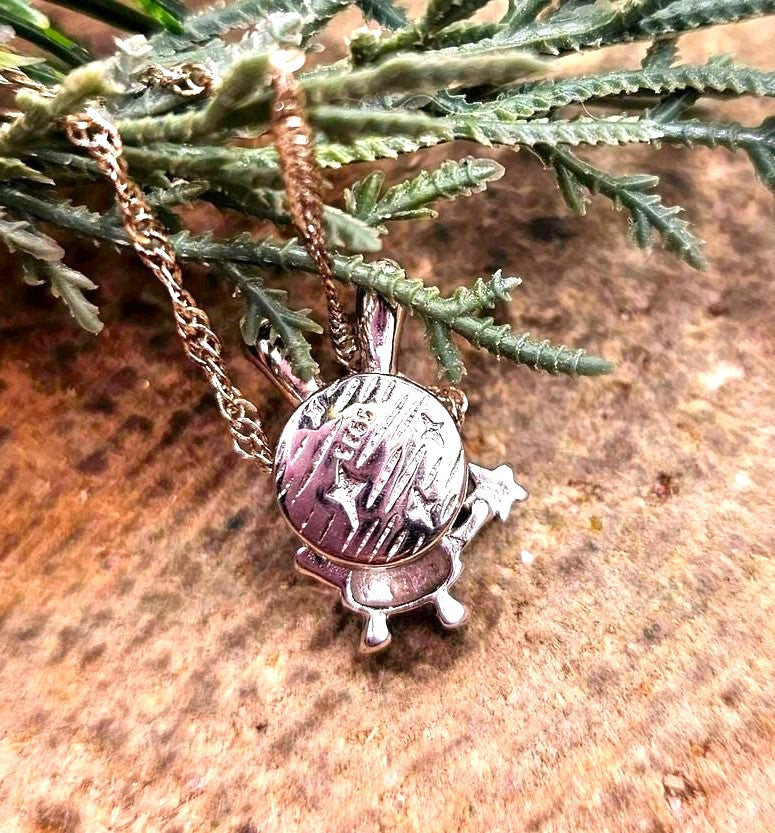 Natural purple meteorite Gibeon bunny astronaut 925 silver pendant necklace — My Aura Gemstones